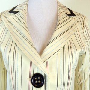 Nanette Lepore 2 piece skirt jacket suit USA cotton cream black 2 vintage